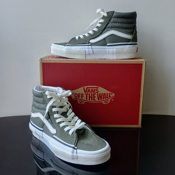 Vans Men's Sk8-Hi Reconstruct Suede / Canvas Sneaker in Fantastic Olive Camo - Picture 3 of 15